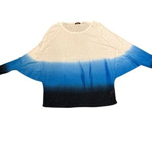 T-Party Women Ombre Dolman Sleeve Knit Top Blue White Black SPR35549 Large